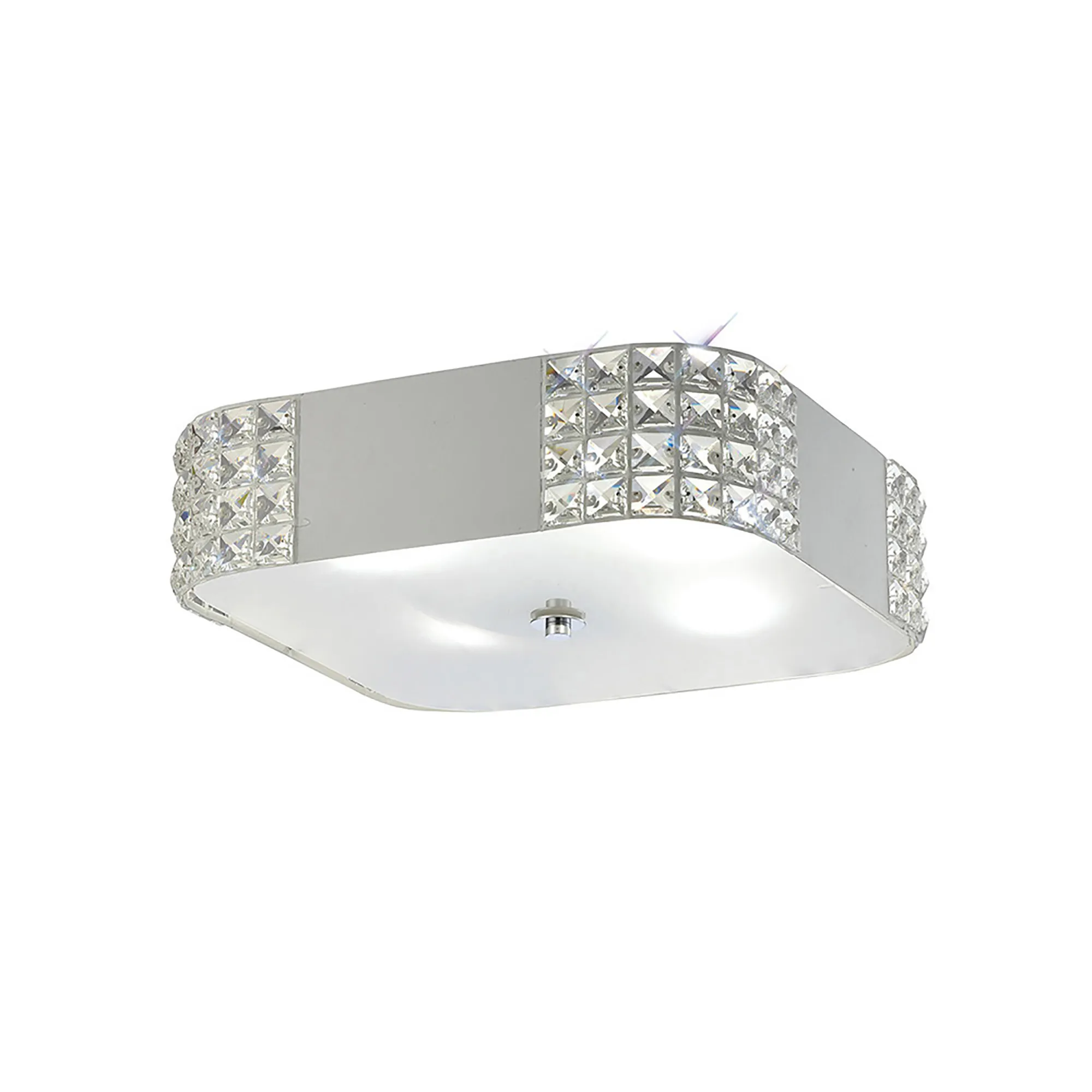 Denver Crystal Ceiling Lights Diyas Ringed & Square Crystal Fittings